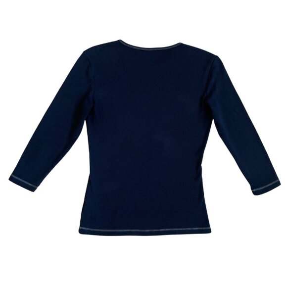 blue canyon y2k paris theme graphic 3/4 sleeve top size small - Picture 2 of 8